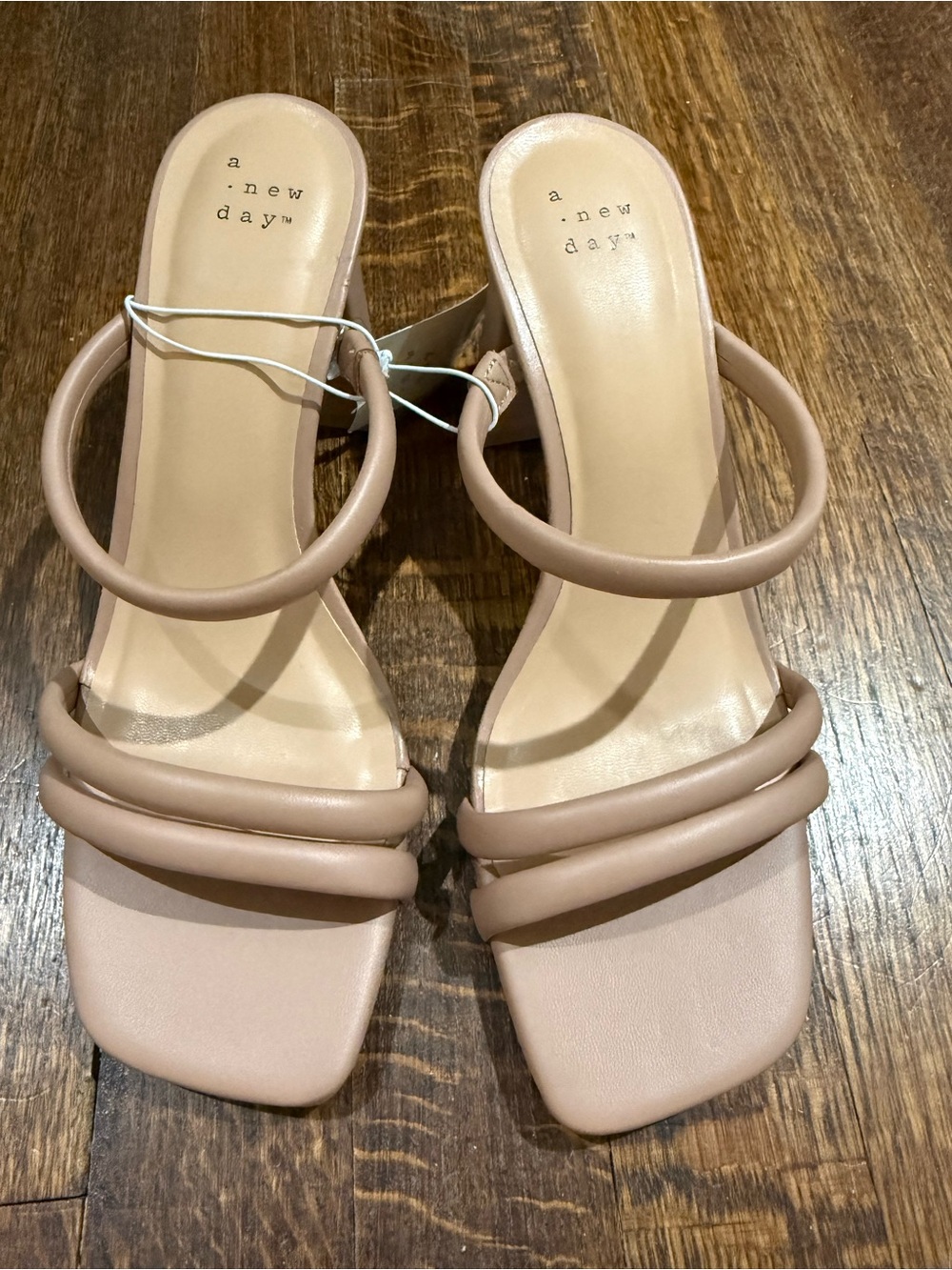 a new day nude Strappy Square-Toe Slide Sandals